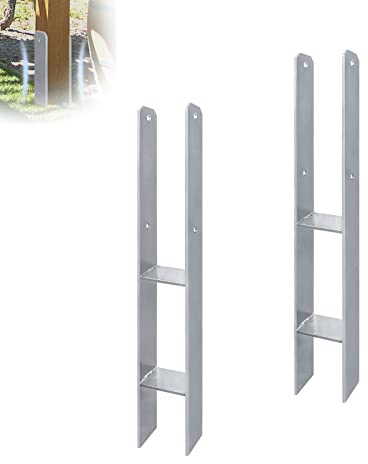 XMTECH H-Pfostenträger Stahl 101x600 mm für Holzpfosten 2 Stück | 5 mm Materialstärke, für Gartenbau, Zäune und Außenprojekte, geeignet für verschiedene Holzarbeiten und Konstruktionen