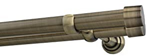 Sento 25/25mm Metall Gardinenstange Vorhangstange 2-läufig Messing Antik Classic 360 cm Albana