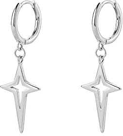 Stern Baumelnde Creolen Sterling Silber 925 für Damen Mädchen Baumelnde Tropfen Ohrringe Huggie Creolen Knorpelohrringe