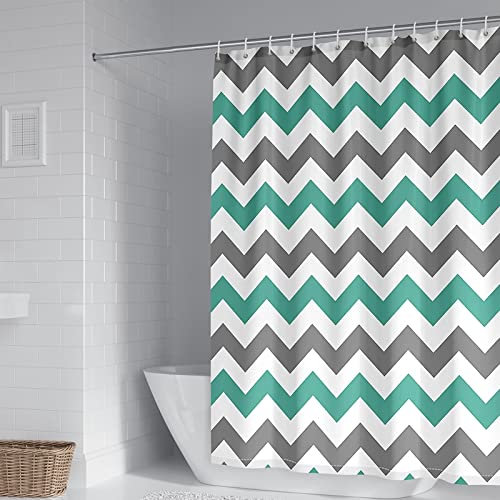 Duschrollo für Badewanne, Duschvorhang Extra Lang Polyester Zweifarbiges Wellenstreifenmuster Duschvorhang für Männer 150X180cm