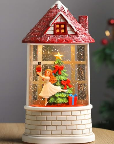 Christmas Ballerina Nutcracker Snow Globe Lantern With Music, Glittering Lighted Christmas Tree and Clara - Table Decoration for Girls, USB and Battery Operated, 8.2