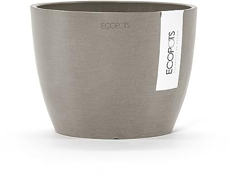Ecopots Blumentopf Stockholm Braun Grau - Durchmesser Ø 23 cm rund groß - Pflanzentopf aus Recycling Kunststoff - Übertopf modern für Indoor und Outdoor