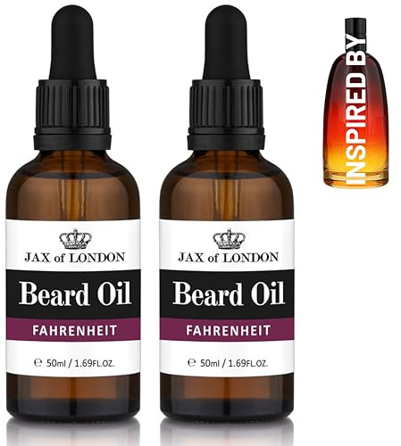 Inspired Beard Oil – Huile après-rasage parfumée pour barbe pour la croissance et le conditionnement de la barbe (Fahrenheit, lot de 2)