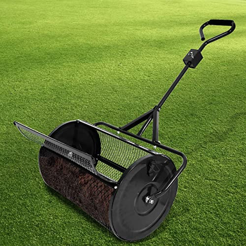 OSBELE Esparcidor de abono, esparcidor de turba de 24 Pulgadas con Mango Ajustable en Forma de T, esparcidor de estiércol de Malla metálica Liviana para Plantar y sembrar, esparcidores de fertiliza