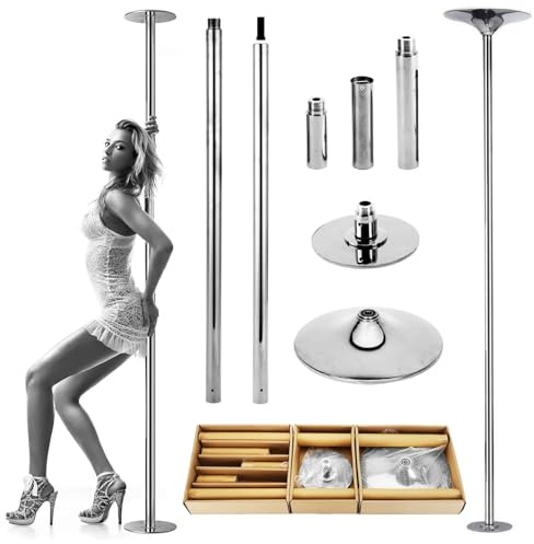 Palo Pole Dance Professionale | Statico E Ruotabile | Diametro 45 Mm | Altezza Regolabile (223,5~274,5 Cm) | Asta Da Ballo In Acciaio Inossidabile Senza Foratura Per Principianti,Silver