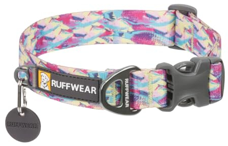 RUFFWEAR Front Range Mittelgroßes Hundehalsband, bequem und stark mit seitlicher Schnalle und Gurtband zum Gassigehen mit dem Hund, Größe M (36–51 cm), Rifffisch
