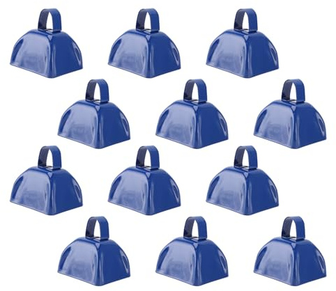 3-Zoll-Kuhglocken-Krachmacher aus Blauem Metall, Set mit 12 Handgehaltenen Kuhglocken, für Fußballspiele, Sportveranstaltungen und Feiern, Blau