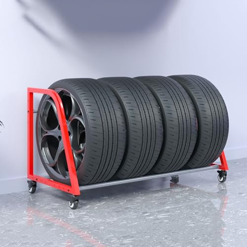 Support de rangement de roues universel mobile, support de pneu de garage robuste pour pneu de camion/camping-car/camping-car, support de rangement de garage multi-pneus pour salle d'exposit