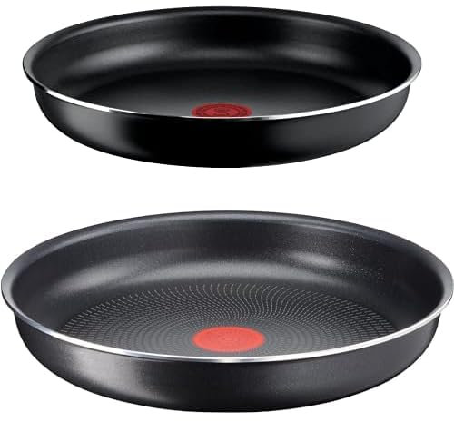 Lagostina Set Ingenio Essential Plus Padella Ø 24 cm + Padella Ø 28 cm, per piani cottura a Gas e Forno, con Indicatore di Cottura Thermosignal, Utilizzabile con Manico Removibile ingenio