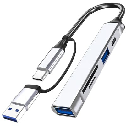 Hub USB 5 en 1 USB C Hub USB C a USB 3.0 Adaptador de concentrador USB C con tarjeta de memoria de alimentación USB C Estación de conexión extensor USB