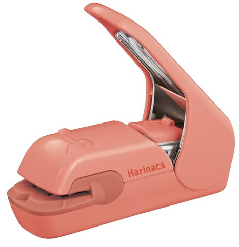 Kokuyo Heftklammernfreier Hefter, Harinacs Desktop & Handgeführt, bis zu 5 Blätter ohne Heftklammernbindung, tragbarer kompakter Lochfreier Hefter, Lachsrosa, Japan Import (SLN-MPH105VP)