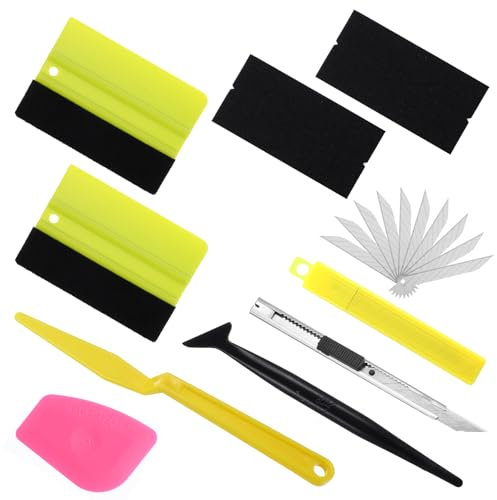 Yuanchu skrapa för folie, 18 stycken vinylfolie installation applikator kit skivor toning folie bil foliering skrapa fönster film fönsterfolier kök foliering filtskrapa möbelfolie skärkniv