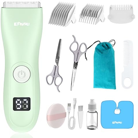 Zuxify Tondeuse à cheveux professionnelle silencieuse Kit de coupe avec écran LCD Lames en céramique sûres Tondeuse étanche rechargeable pour enfants autistes