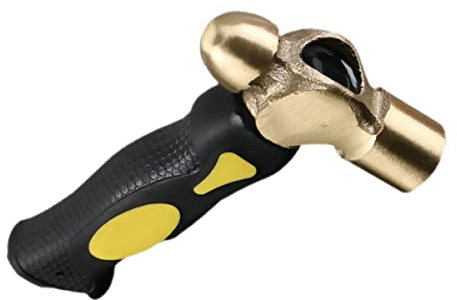 SEWOART Kupferhammer Mit Flachem Kopf Aus Messing Stempelhammer Für Metallstanzen Ergonomischer Kurzgriff Für Präzises Arbeiten