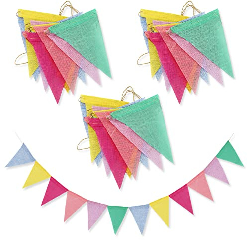 Flaggirlang utomhus, vimpelkedja utomhus, 5 stycken 4 m 60 st vimplar, linsimitation, skoldekoration, Happy Birthday-girlang födelsedag, fest, bröllopsdekoration