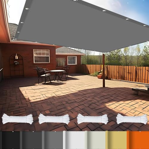 Vele Ombreggianti Rettangolari 4 x 6 m Impermeabile Tenda a Vela Impermeabile con Occhielli Protezione Raggi UV HDPE Telo Ombreggiante per Cortile Tetto Patio, Grigio Chiaro