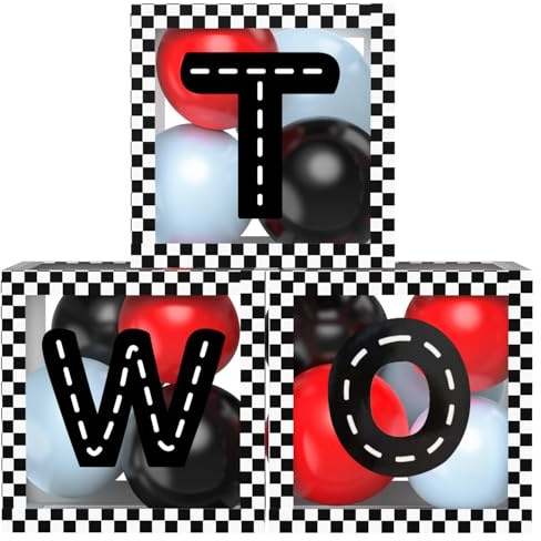 Two Fast Birthday Decorations, Race Car Two Balloon Boxes With Balloon for Race Car Photo Props 2nd Birthday Decorations for Boys