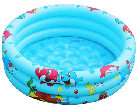 Piscina per bambini – Piccola piscina gonfiabile a 3 anelli – Vasca da bagno rotonda portatile, centro giochi per cortile, estate all'aperto