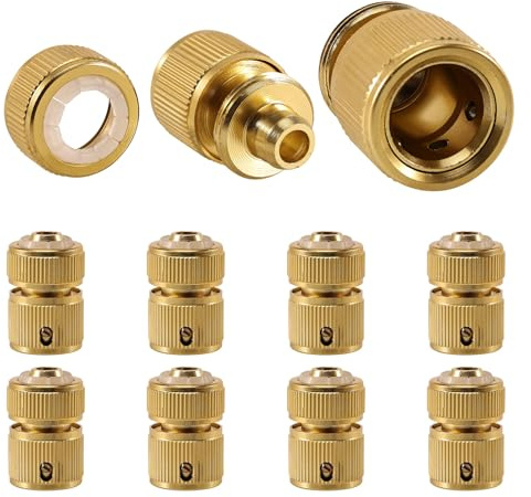 Begonia 8 stycken 1/2 tum snabbkoppling, aluminium koppar slanganslutning, trädgårdsslang adapter slangkontakt för 12 mm och 16 mm slangar, slangkoppling för biltvätt, trädgårdsarbete
