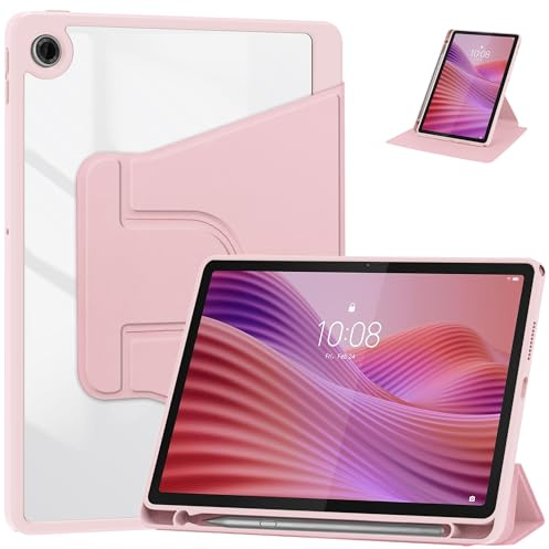 YRH for Lenovo Tab 10.1 Case 2025 (TB311FU), 360 Degree Rotating Stand Protective Cover Case for Lenovo 10.1 inch Tablet (Pink)