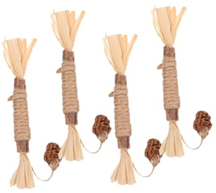 Toyvian 4 Piezas Juguetes Interactivos para Gatos de Palos Masticables Resistentes para Gatos Juguetes para Masticar y Limpieza Dental Estimulación Mental y Física