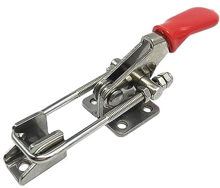 HOMSFOU 4pcs Stainless Steel Clamp Adjustable Toggle Latch Clamp for Shed Door Latch Metal Tool Cabinet