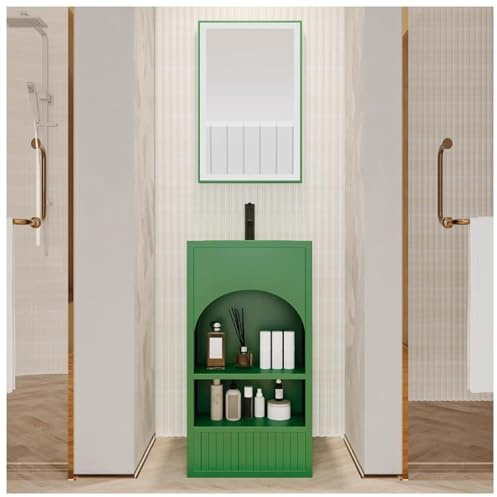 Badezimmer-Waschbecken, freistehend, Waschbecken, Aufbewahrungsschrank, Schmiedeeisernes Standwaschbecken, moderner Waschtisch mit Waschbecken und Spiegel für kleine Räume