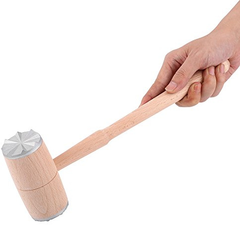 Meat Tenderizer, Kitchen Wooden Double Sided Meat Tenderizer Hammer Mallet Tool Kitchen Pounder for Tenderizing Steak Beef Chicken Lamb Turkey