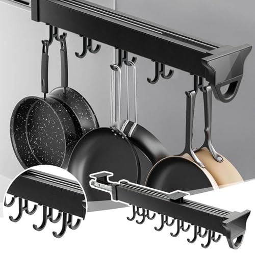 THEGA Estante Colgante para Garaje, Soporte Extraíble para Escobas, Organizador Multifuncional para Escobas Y Trapeadores, para Cocina, Armario, Hogar, Alacena Y Guardarropa(16.17in-14 Hook)