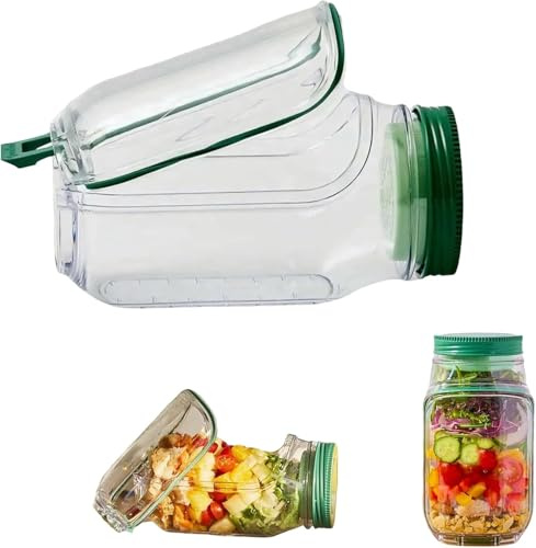 The Original Salad Pod Jar Side Open, Portable Salad Container, Snack Box with Lid, Suitable for Home, Outdoor, Travel and Party (1)