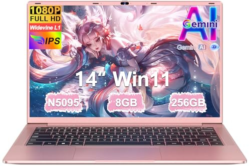 Ordenador Portátil 14 Pulgadas Celeron N5095 Upto 2,9 GHz Portatiles 8GB RAM 256GB SSD TF 1TB LPDDR4 Win11 5G WiFi 1920*1080 FHD mini HDMl Laptop Película Protectora Español - Oro Cuerpo Metálico2