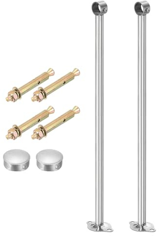 QUARKZMAN 2 Pcs Crochets pour Tringle A Plafond, Adapte A Un Tube De 25mm/0.98 Longueur 500mm/19.69 Crochets en Acier Inoxydable pour Murs Armoire Tube Tringle A Rideaux, Argent