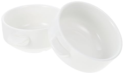 DECORNIJIA Set 2 Ciotole in Ceramica con Manici, Ciotola per Zuppa e Noodles, Utensile da Cucina per Uova al Vapore, Frutta e Insalata, Adatta per Ristoranti e Uso Domestico, Facile