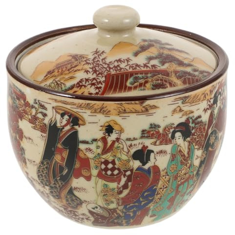 NUOBESTY Bote De Té De Cerámica Vintage Tarro De Almacenamiento Retro Para Té a Granel Dulces Y Frutos Secos Recipiente Hermético Para Cocina Decoración De Escritorio Y Regalo