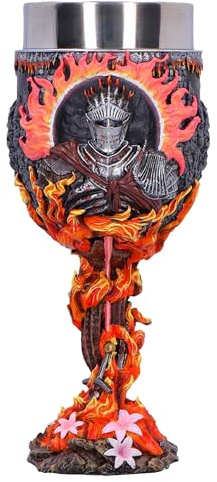 Nemesis Now Dark Souls Soul of Cinder Goblet 19.6cm | Officially Licensed DARK SOULS Collectible Chalice, Fiery Flame Design & Stainless Steel Insert
