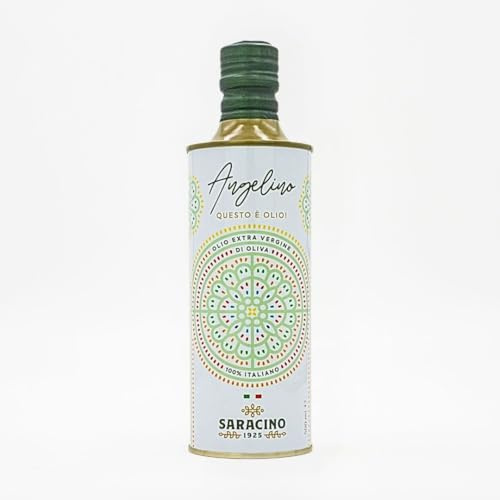 SARACINO 1925-Olio Extravergine di Oliva Italiano Fruttato Medio 100% – Estratto a Freddo <25°C – Blend Cellina di Nardò, Ogliarola Salentina e Leccino – Bassa Acidità <0,4% – Bottiglia 500ml