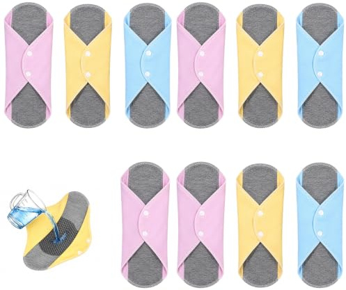 10 Pcs Reusable Sanitary Pads, Reusable Period Pads for Women, Comfortable Sustainable Feminine Care Essentials and Absorbent Menstrual Protection, Designed for Everyday Use