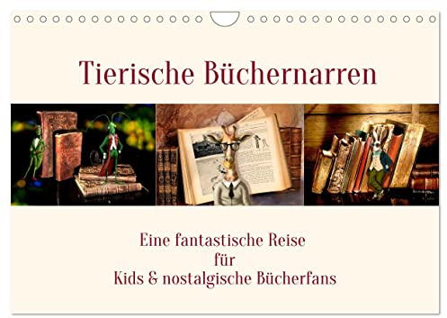 Tierische Büchernarren (Wandkalender 2026 DIN A4 quer), CALVENDO Monatskalender: Antropomorphen im Bücherland (CALVENDO Kunst)