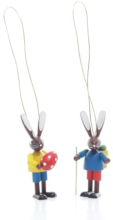 Rudolphs Schatzkiste Osterdekoration Hasenpaar bunt Strauchbehang Höhe 5cm NEU Osterdeko Osterhasenfigur Ostern Korb Osterei Frühling Erzgebirge Seiffen Hase Blumen