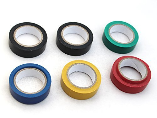 PVC Insulation Tape - 8m Long Assorted Coloured Multi Use Tape Rolls