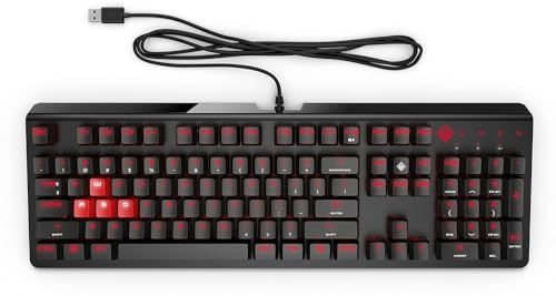 HP OMEN 1100 - Clavier Mécanique Gaming AZERTY Noir (Filaire - USB, Anti-Ghosting, Switch Cherry MX Blue, Rétroéclairage LED Rouge) Switch Cherry MX Blue - 50 millions de clics 1MY13AA#ABU
