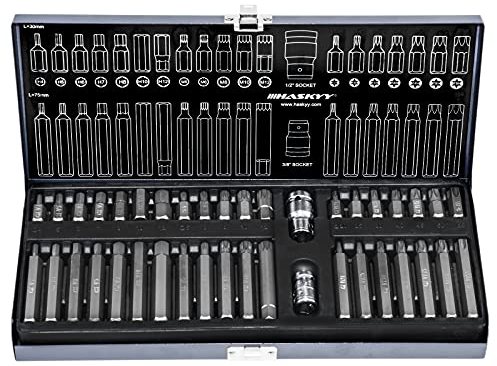 XZN - Lot de 40 douilles hexagonales - Torx à dents multiples - Torx : T20, T25, T30, T40, T45, T50, T55 - XZN : M5, M6, M8, M10, M12 - Six pans creux : 4, 5, 6, 7, 8, 10, 12 mm