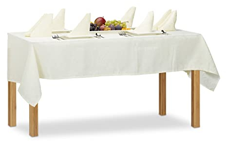 Relaxdays Damast Tischdecke 135 x 180 cm Tischwäsche Set 8 Servietten und eine Tischdecke einfarbig Polyester, Polyester, Bordeaux, 180x135x0.3 cm
