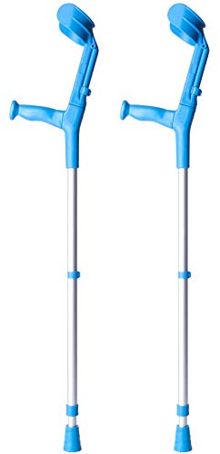 Pack von 2 unterarm-Gehstützen Krücken aus Aluminium | Zweifach regulierbar (in Höhe und Ellbogen) | Blaue Farbe