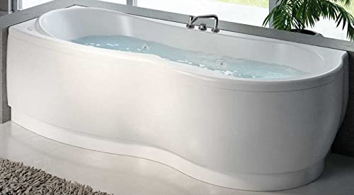 Badewanne für Bad Idromassage Eckwinkel Asymmetrisch Eckig Novellini Venus Hydro mit Desinfektion 170x70 180x80 H55 cm Säule Ablauf Wasserhahn mechanisch Rand Handbrauslauf Installation Linke