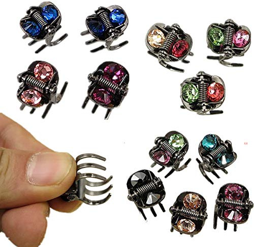 Cuhair 10 stücke Kristall Strass Vintage Metall Starken Griff, Konstante Zähne, Kein verblassen Mini Pony Haargreifer Clips Schellen Barrettes Für Mädchen Damen Frauen Mini Haargreifer