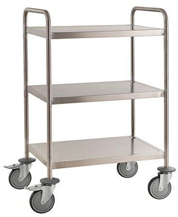 Kongamek | Edelstahl-Etagenwagen | verschweißt | LxBxH 825 x 575 x 1010 mm | 3 Etagen