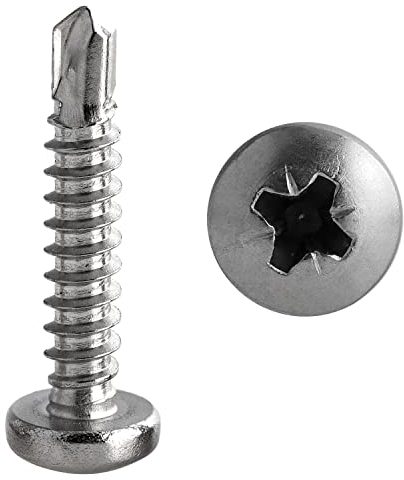 FASTON® Bohrschrauben 4,8x22 mm mit Linsenkopf, Form M Edelstahl A2 V2A (200 Stück) DIN 7504 POZI Selbstschneidend Schrauben Schnellbauschrauben Selbstschneidende für Weichmetalle (z.B. Aluminium)