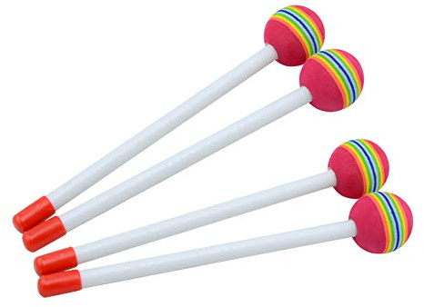 GSHLLO 4 palillos de paletas de tambor de piruleta con mango de madera para niños