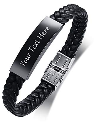 Armband Herren mit Gravur Vatertagsgeschenk für Papa - Personalisierte Geschenke Herren Armband Verstellbares Lederarmband Geburtstagsgeschenk für Ehemann Freund Bruder Opa